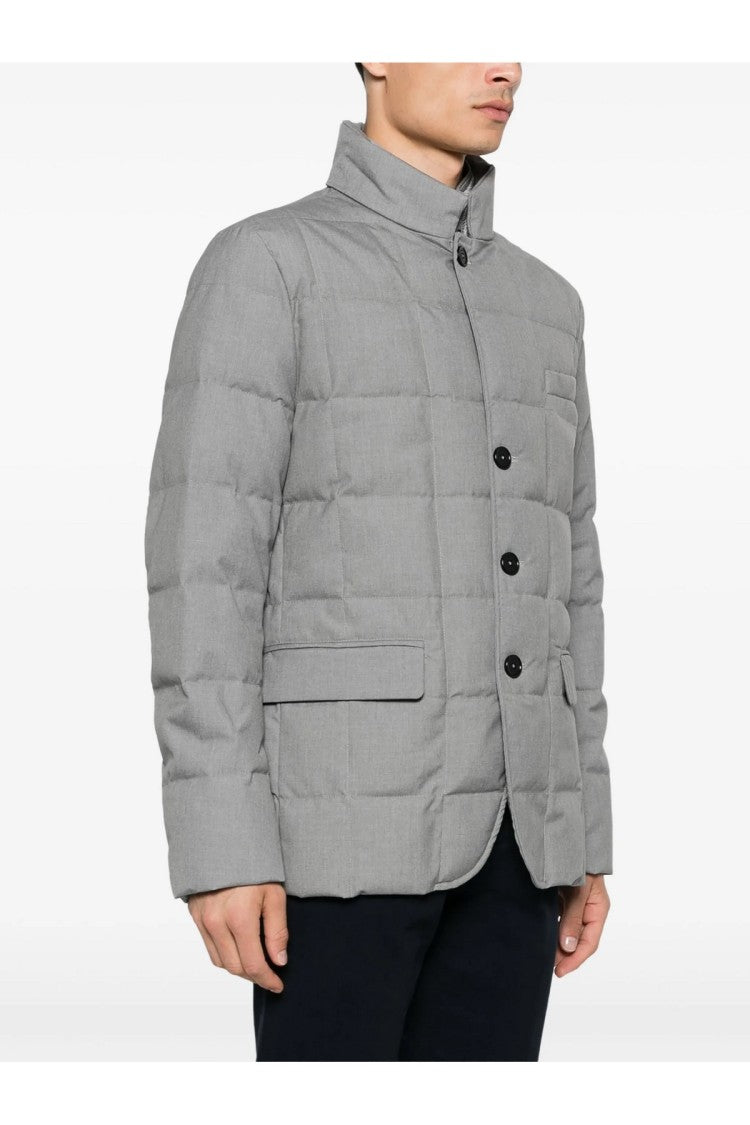 Fay Slate Nylon Quilted Down Jacket