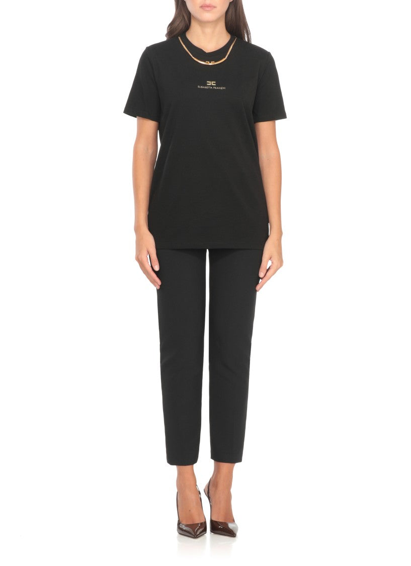 Elisabetta Franchi Cotton T-Shirt With Embossed Logo