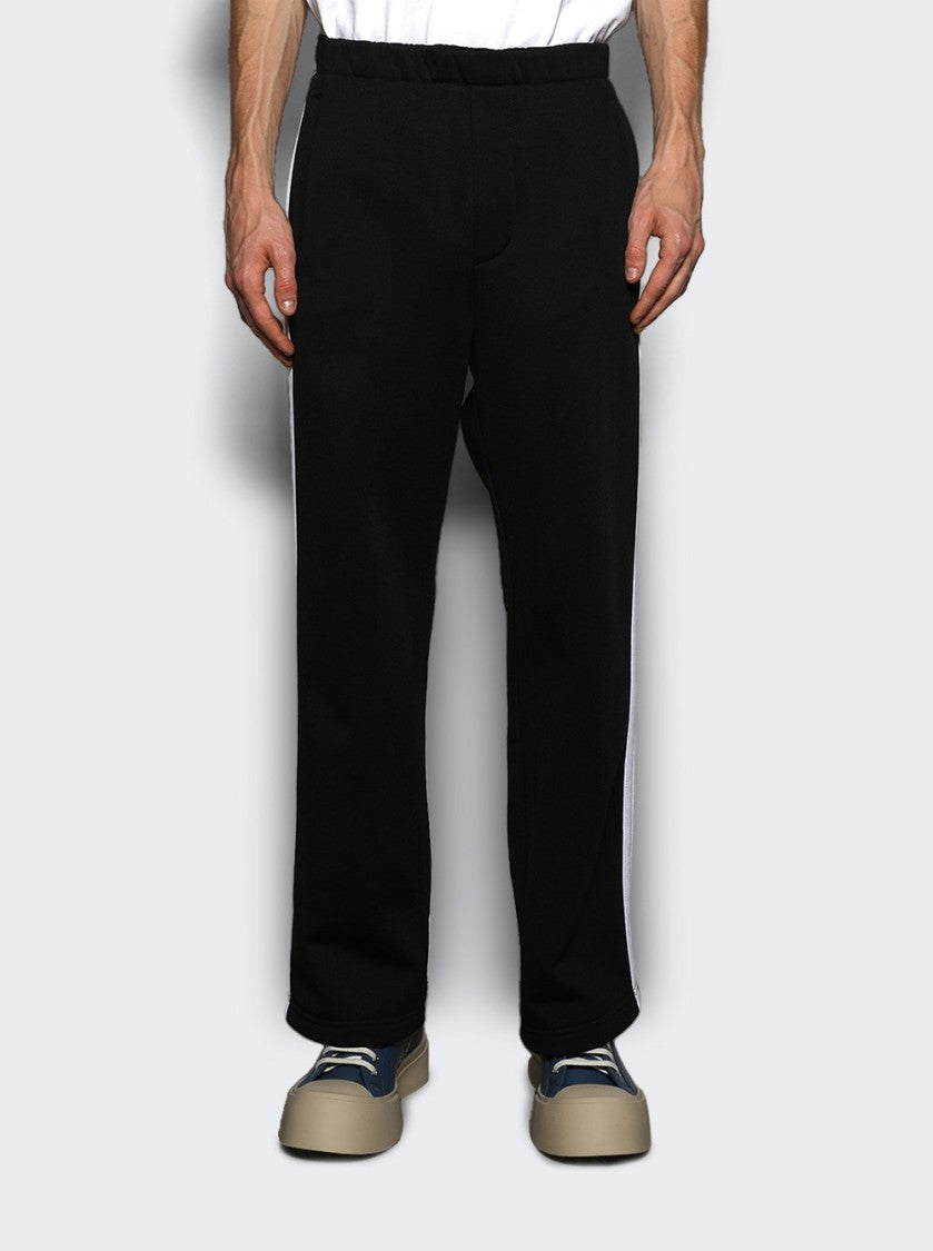 Marni Relaxed Fit Black Pants With Contrasting Side Stripes