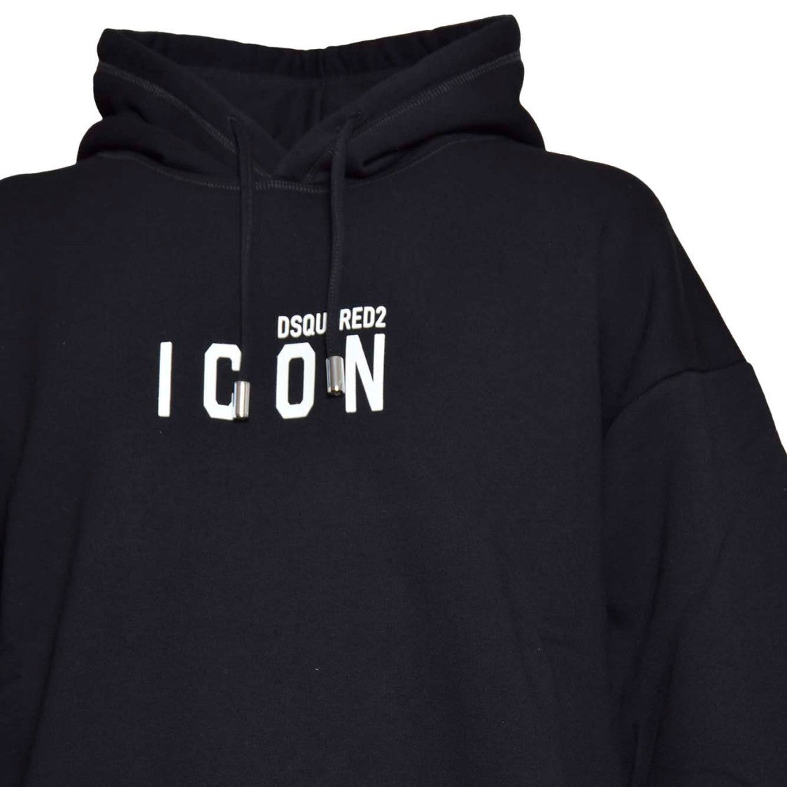 Dsquared2 Sweatshirt With Icon Relax Fit Hooded Cotton Shorts In Black