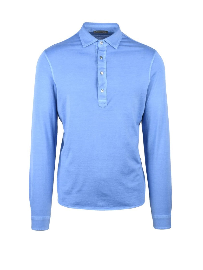 Filintrama Blue Long-Sleeve Buttoned Polo Shirt