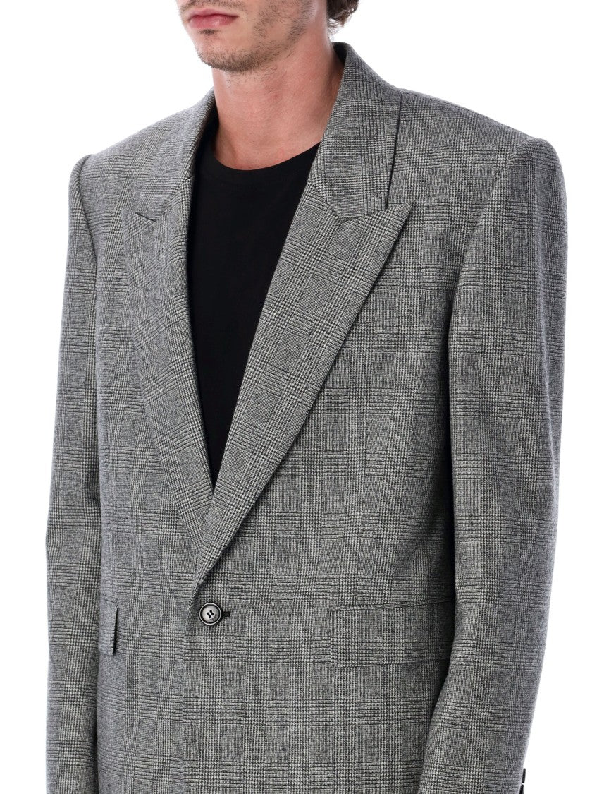 Saint Laurent Saint Laurent Prince Of Wales Wool Single-Breasted Blazer