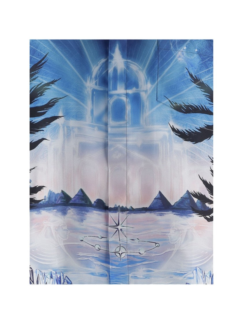 Casablanca Silk Shirt With Surreal Graphic Landscape Print