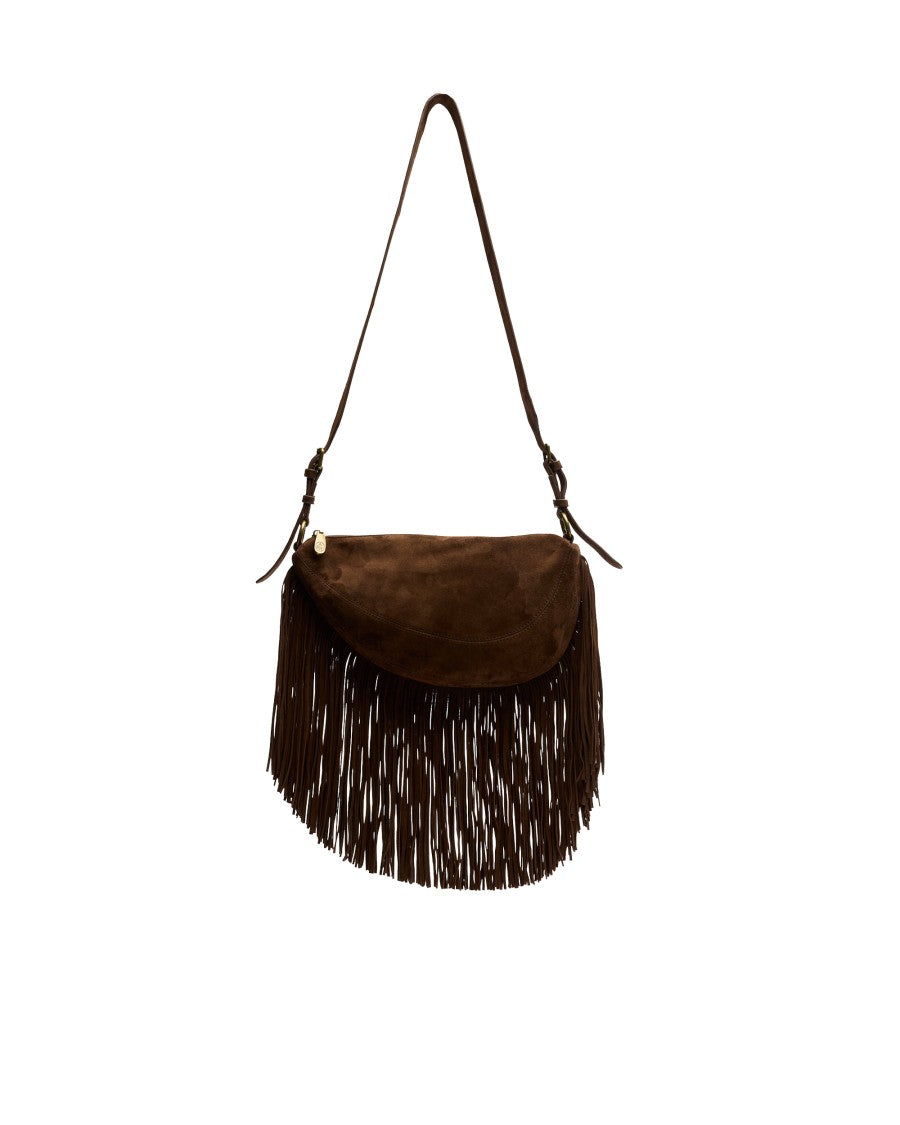Ash Chestnut Astrid Fringes Suede Shoulder Bag