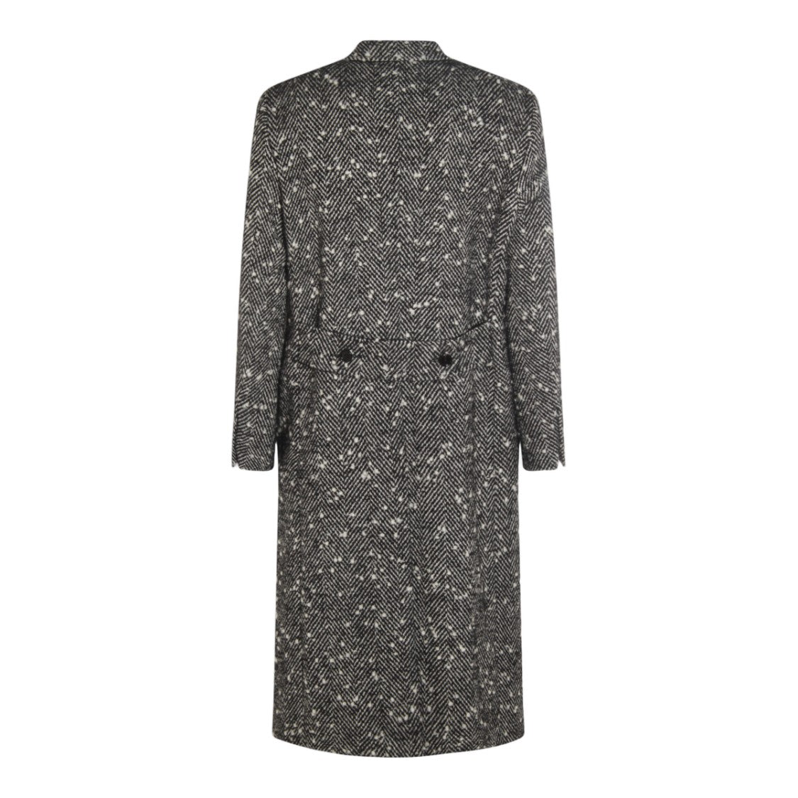 Dolce & Gabbana Textured Herringbone Long Coat With Notched Lapel