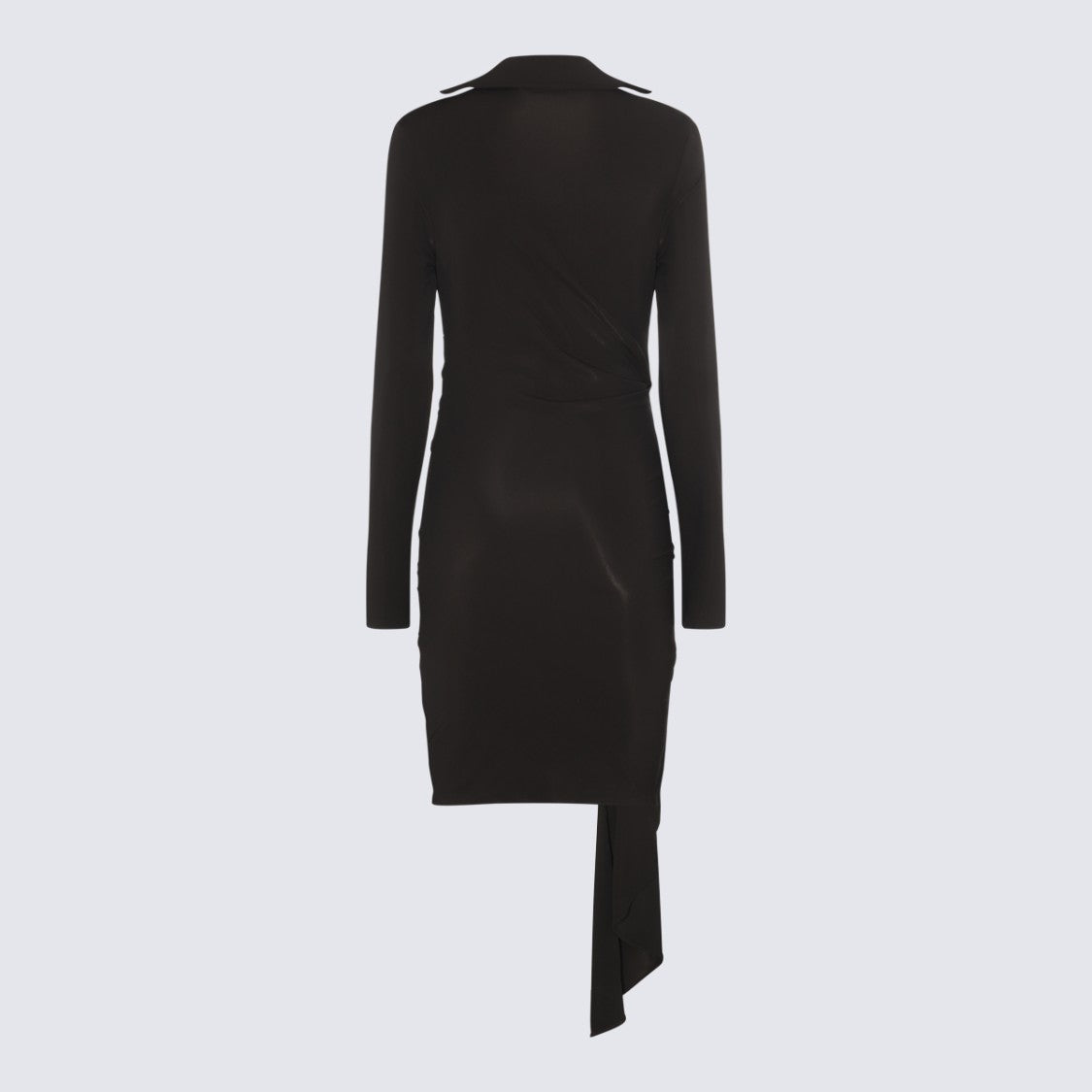 Off-White Asymmetrical Draped Mini Dress With Fitted Silhouette