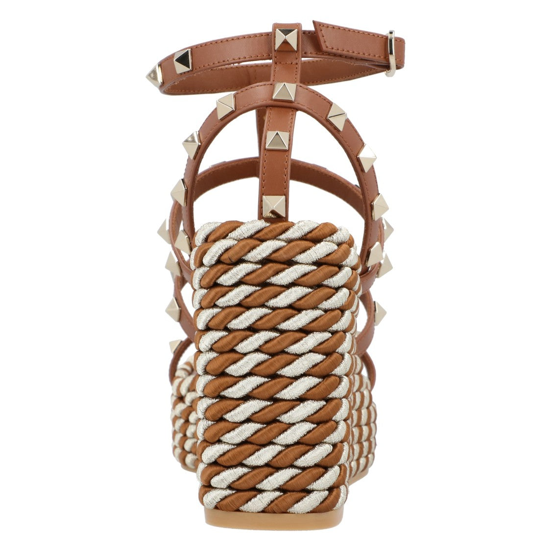 Valentino Rockstud Calfskin Wedges With Straps