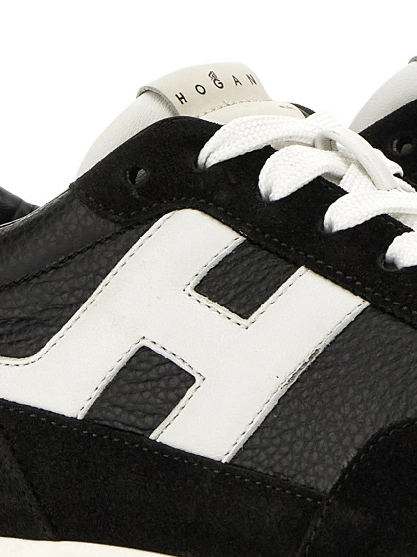 Hogan Black Low-Top White Accent Logo Sneakers