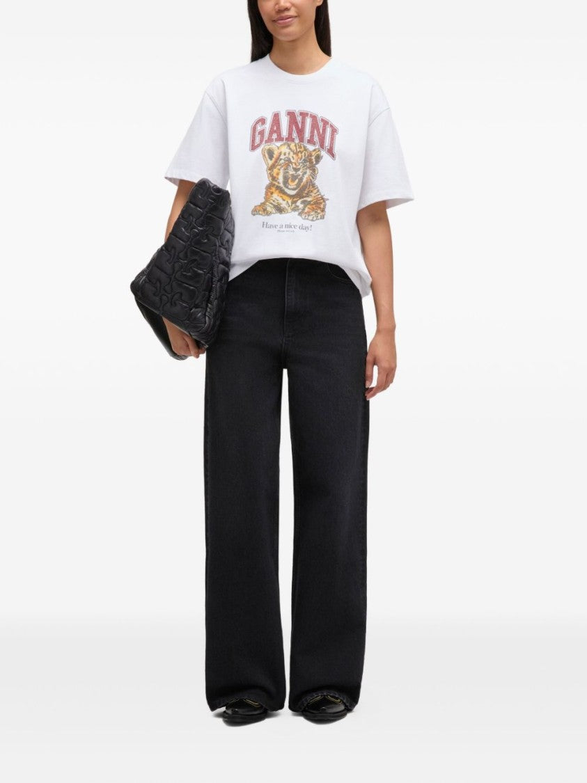 Ganni Relaxed Fit White T-Shirt