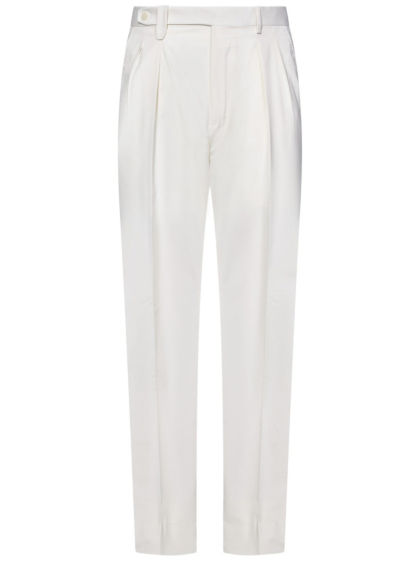 Brioni Ivory White Trousers With Elegant Pleats