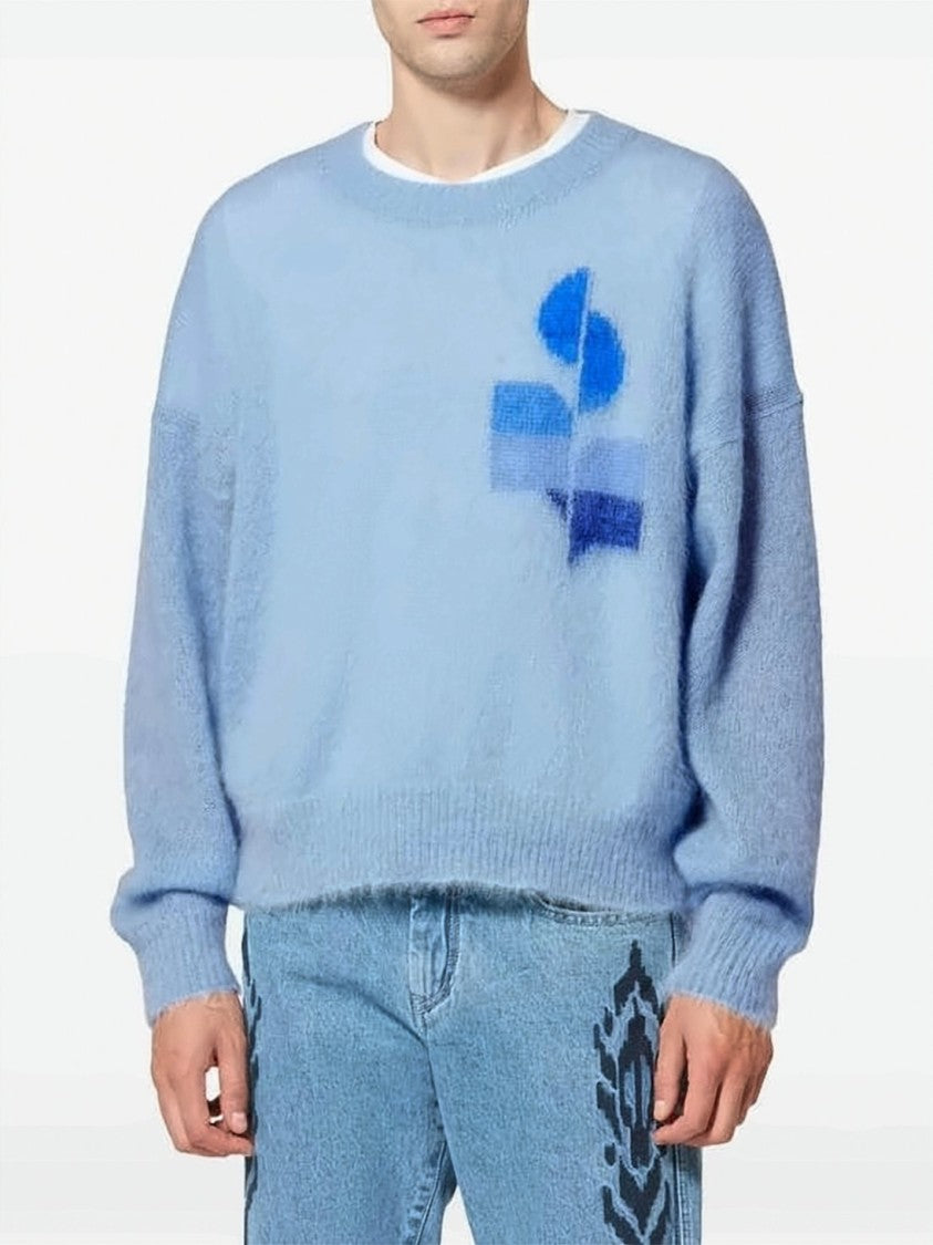 Isabel Marant Relaxed Fit Light Blue Mohair Blend Sweater
