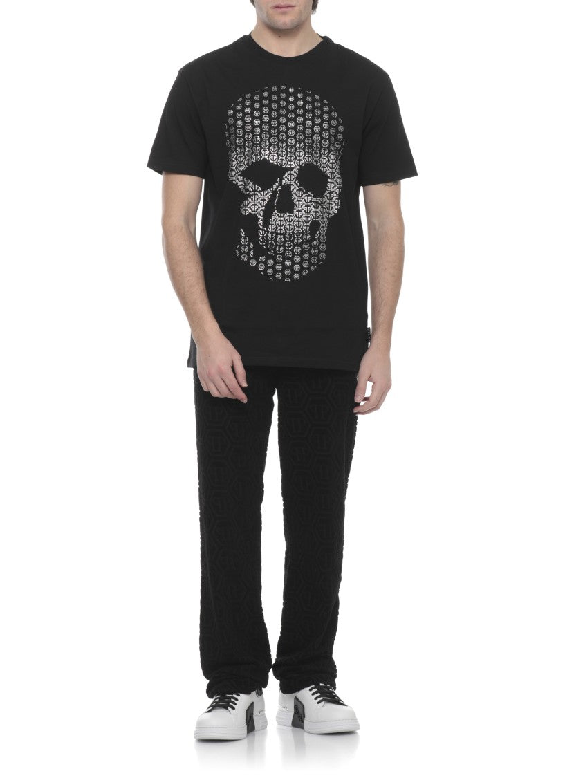 Philipp Plein Black Skull Strass Cotton T-Shirt