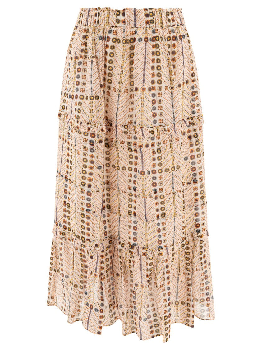 Isabel Marant Étoile Tiered Beige Skirt With Ruffled Hems