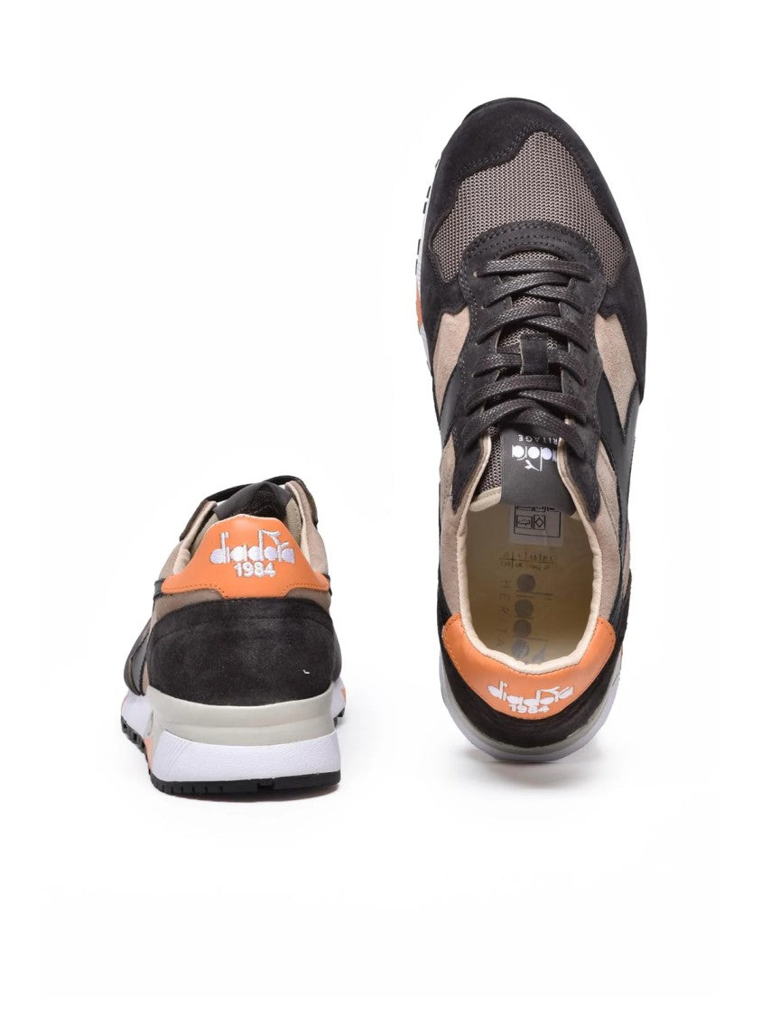 Diadora Heritage Black Beige Leather Polyester Sneakers