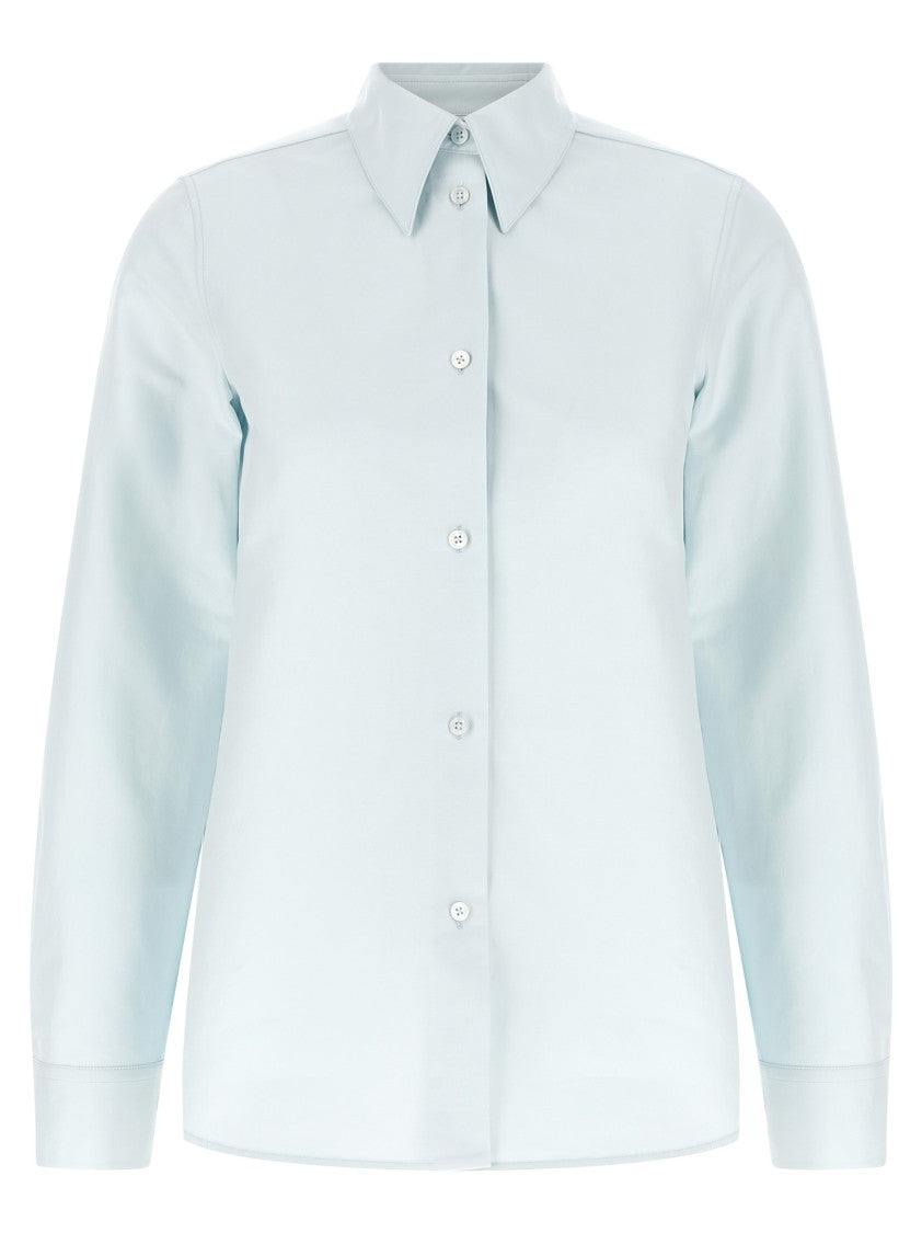 Jil Sander Sleek White Double Cotton Shirt With Pointed Collar