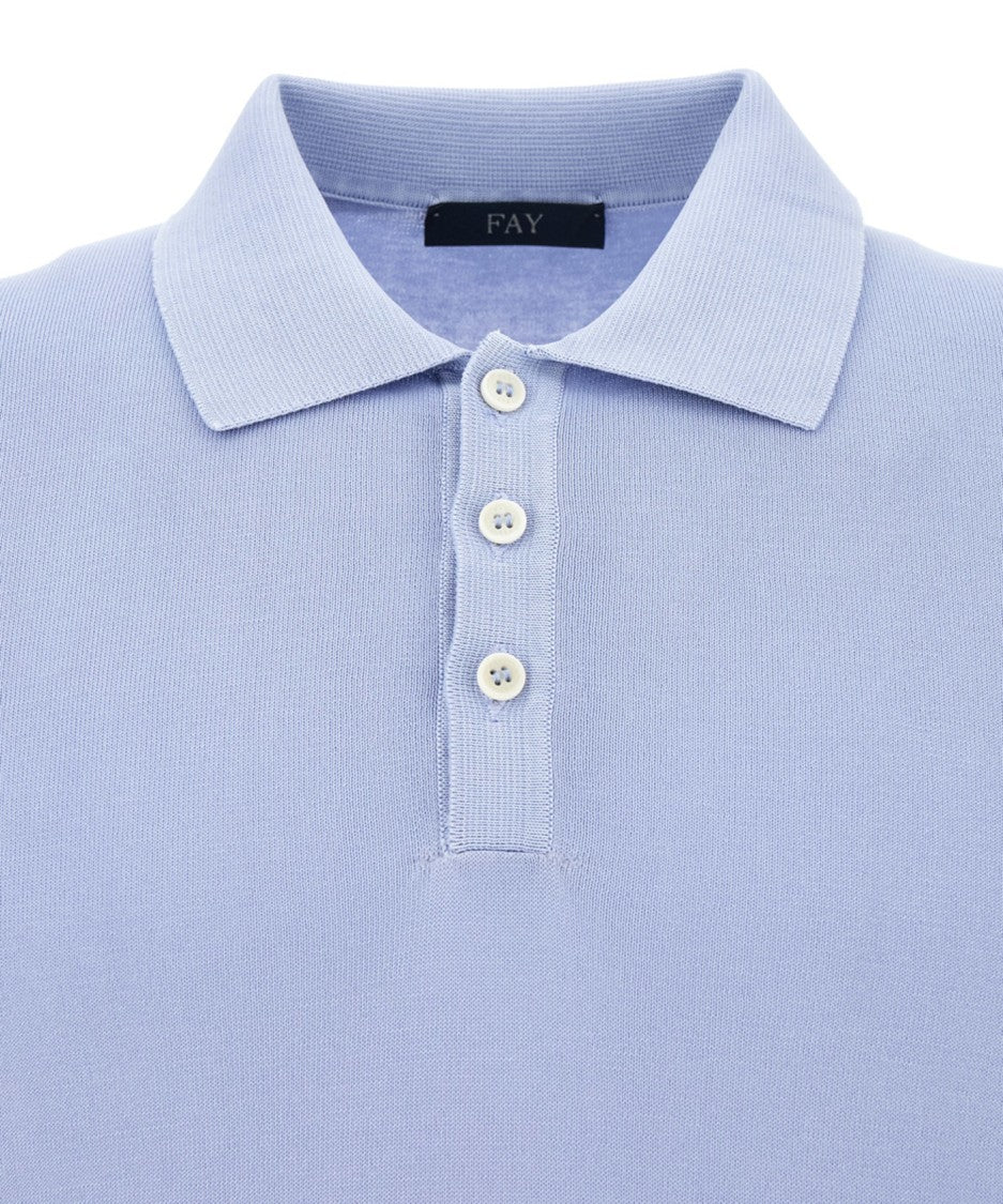 Fay Light Blue Short-Sleeve Polo Shirt