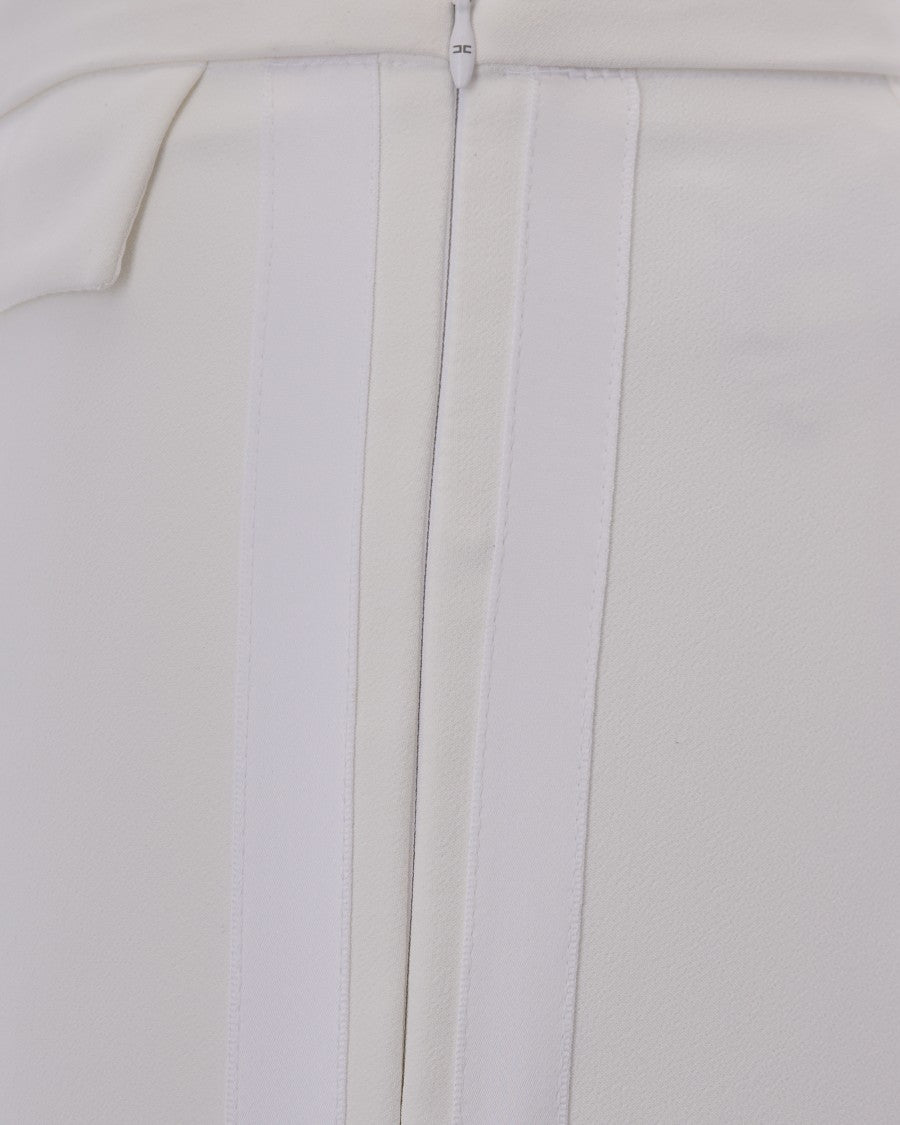 Elisabetta Franchi Lightweight Crepe Trousers With Satin Side Bands