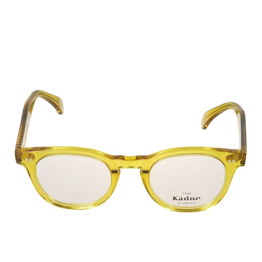 Kador Tuxon Translucent Yellow Rounded Square Eyeglasses With Glossy Finish