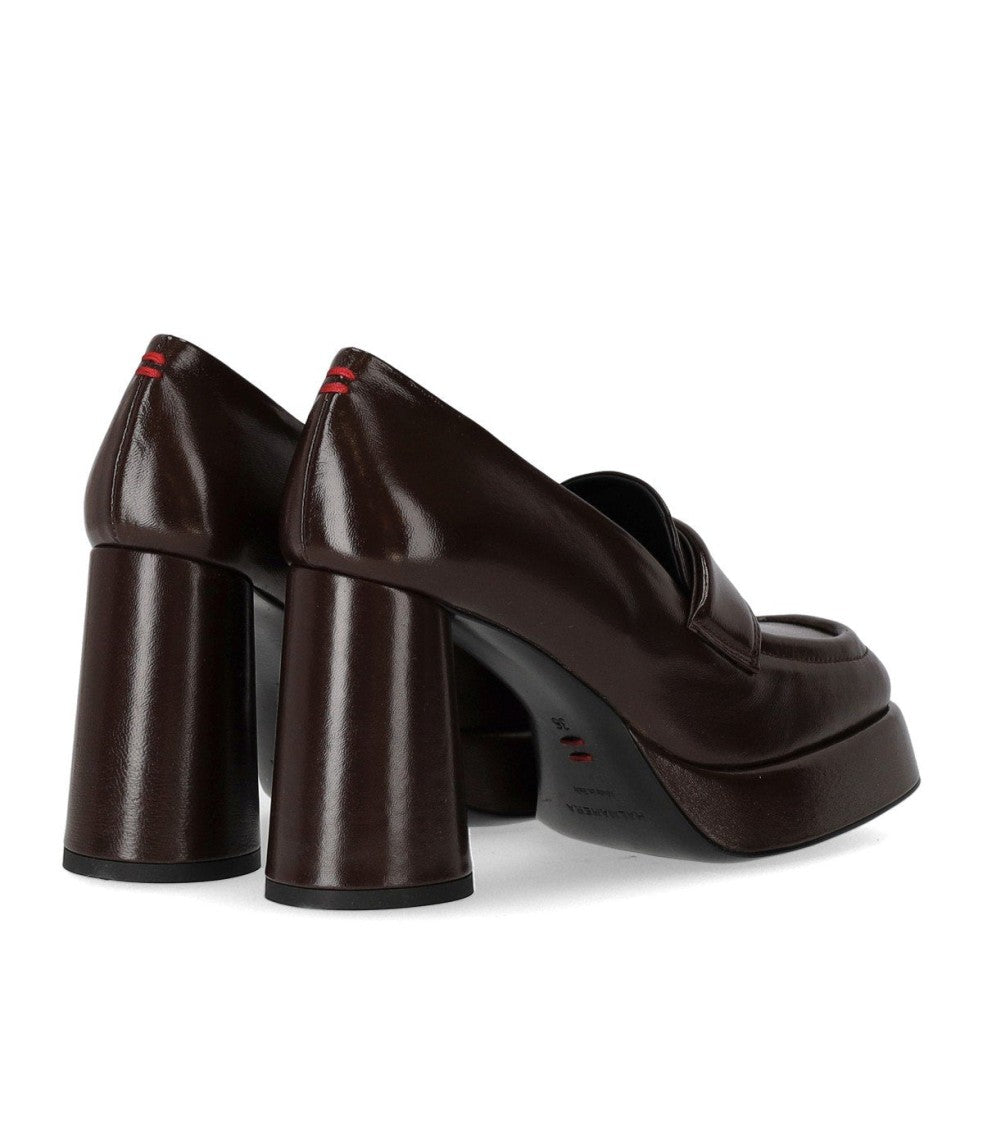 Halmanera Glaze Dark Brown Heeled Loafer