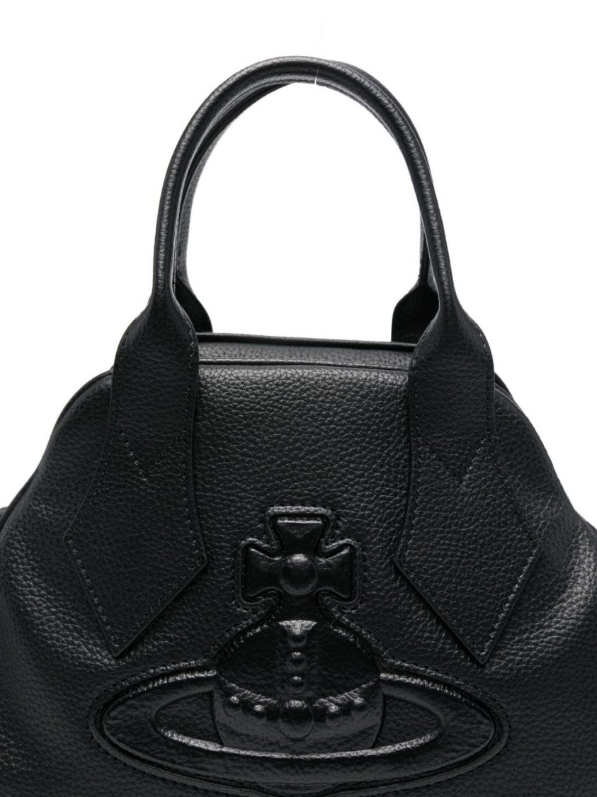 Vivienne Westwood Black Grained Textured Orb Logo Bag