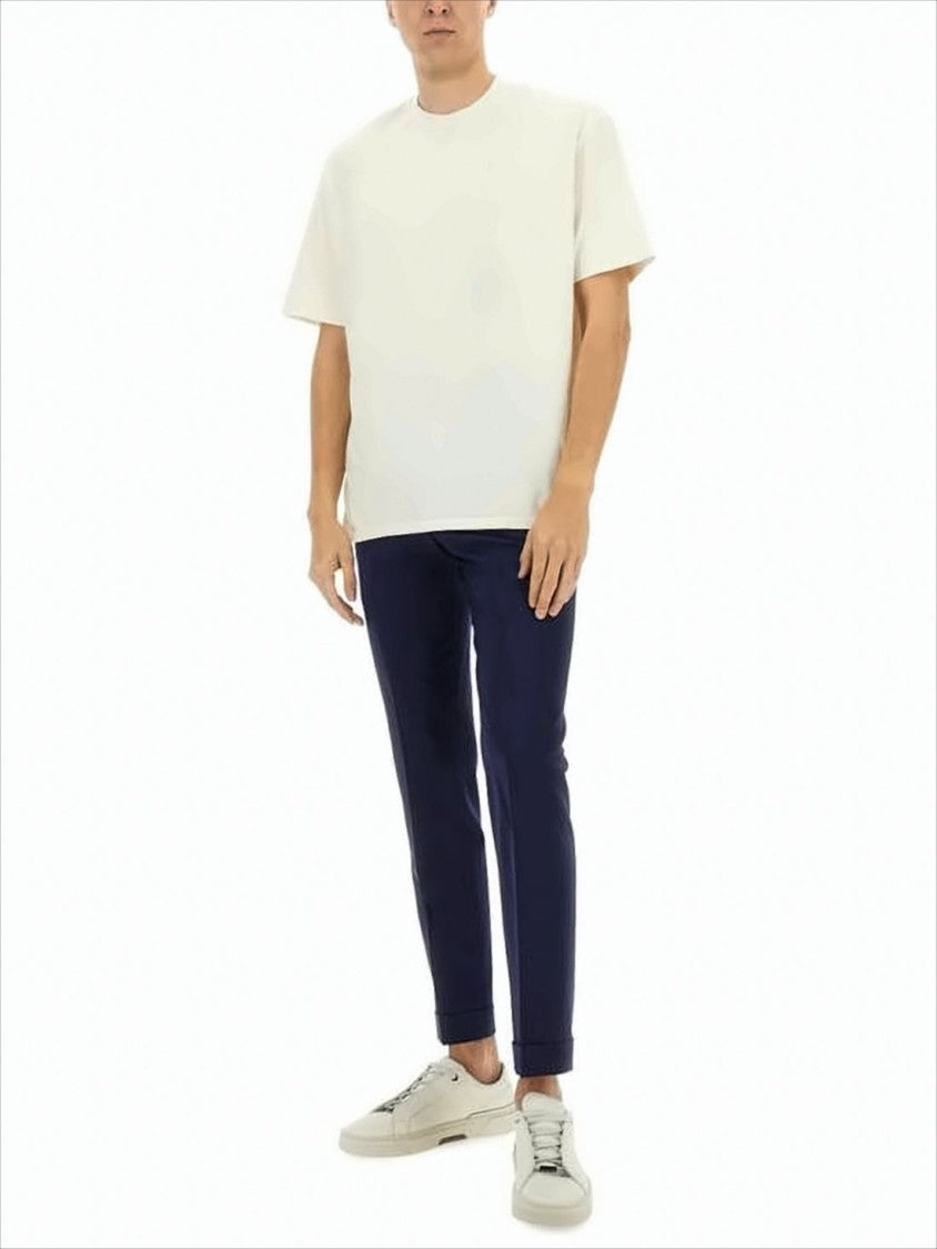 Pt Torino Tailored Navy Straight-Fit Pants With Cuffed Hem