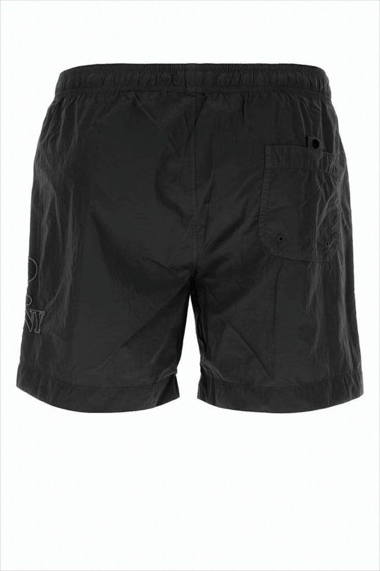 C.P. Company Minimalist Black Swim Shorts With Elastic Waist And Ventilated Pocket
