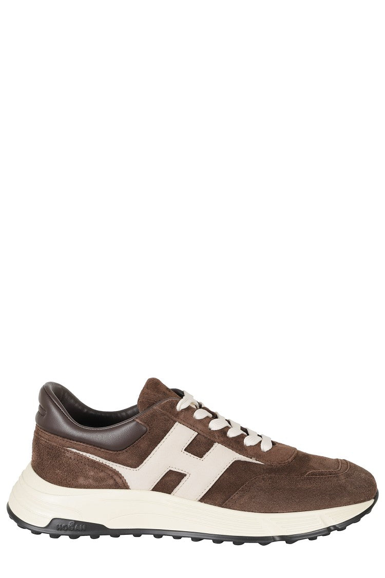 Hogan Brown Hyperlight Suede Rubber Sole Leather Sneakers