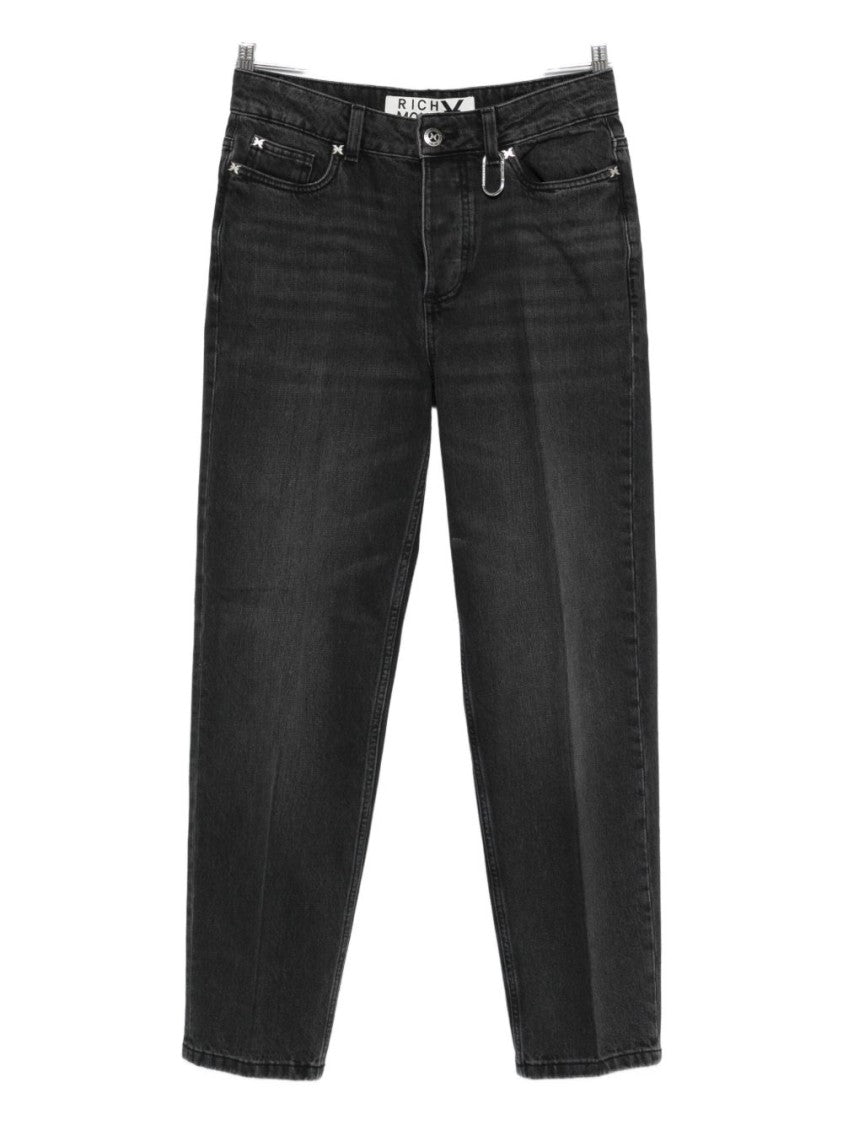 John Richmond Tailored Black Jeans With Subtle Ring Detail