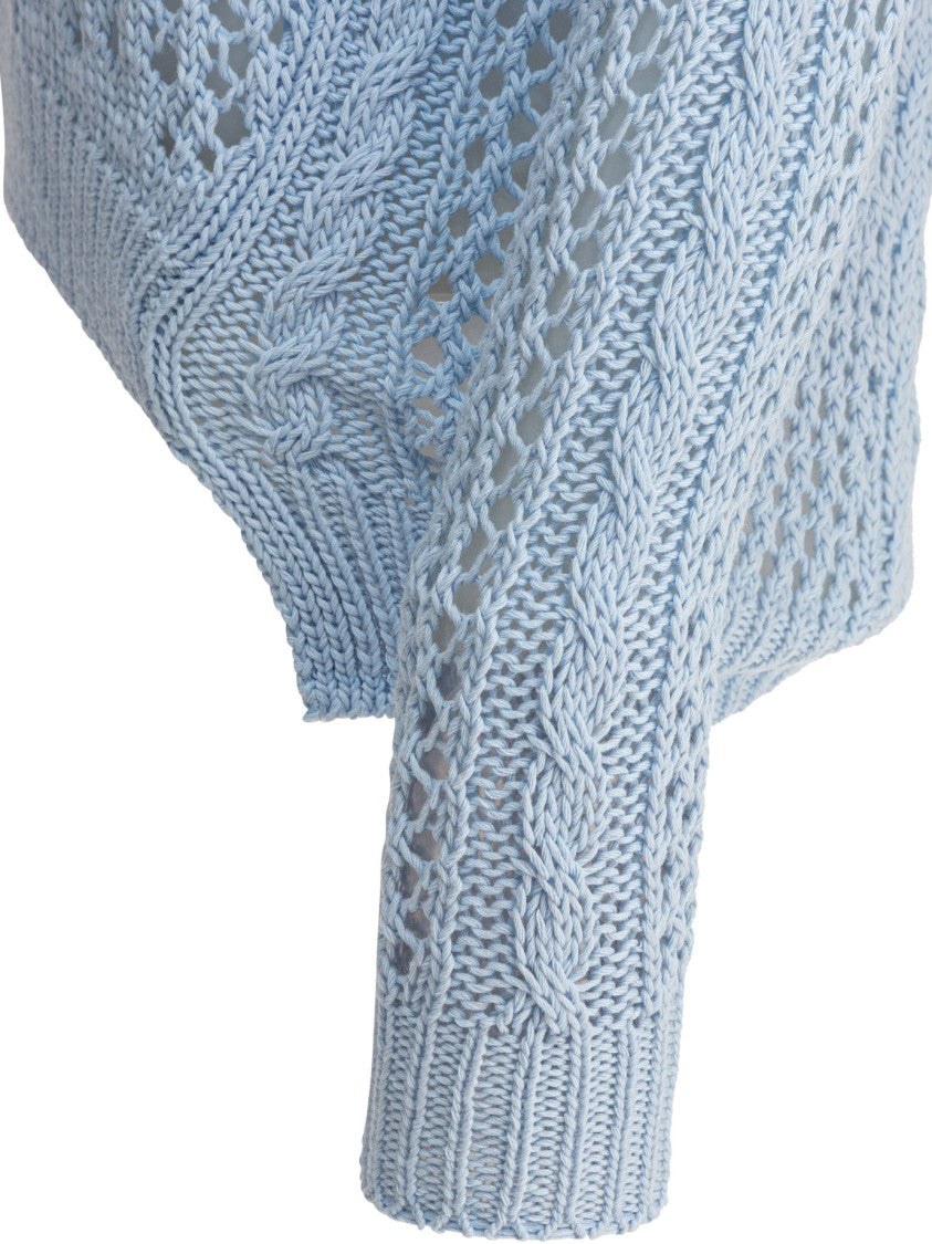 Rakki' Intricately Textured Light Blue Knit Sweater