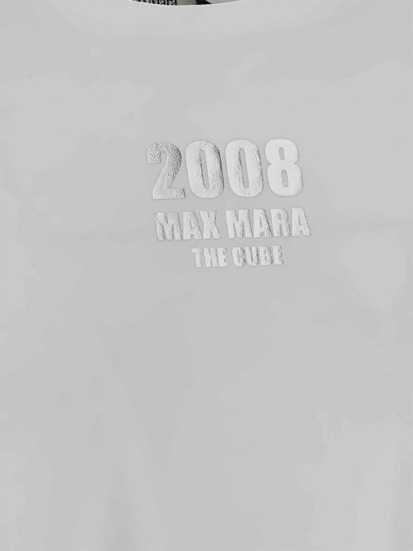 Max Mara Short-Sleeved White T-Shirt With Textured Print