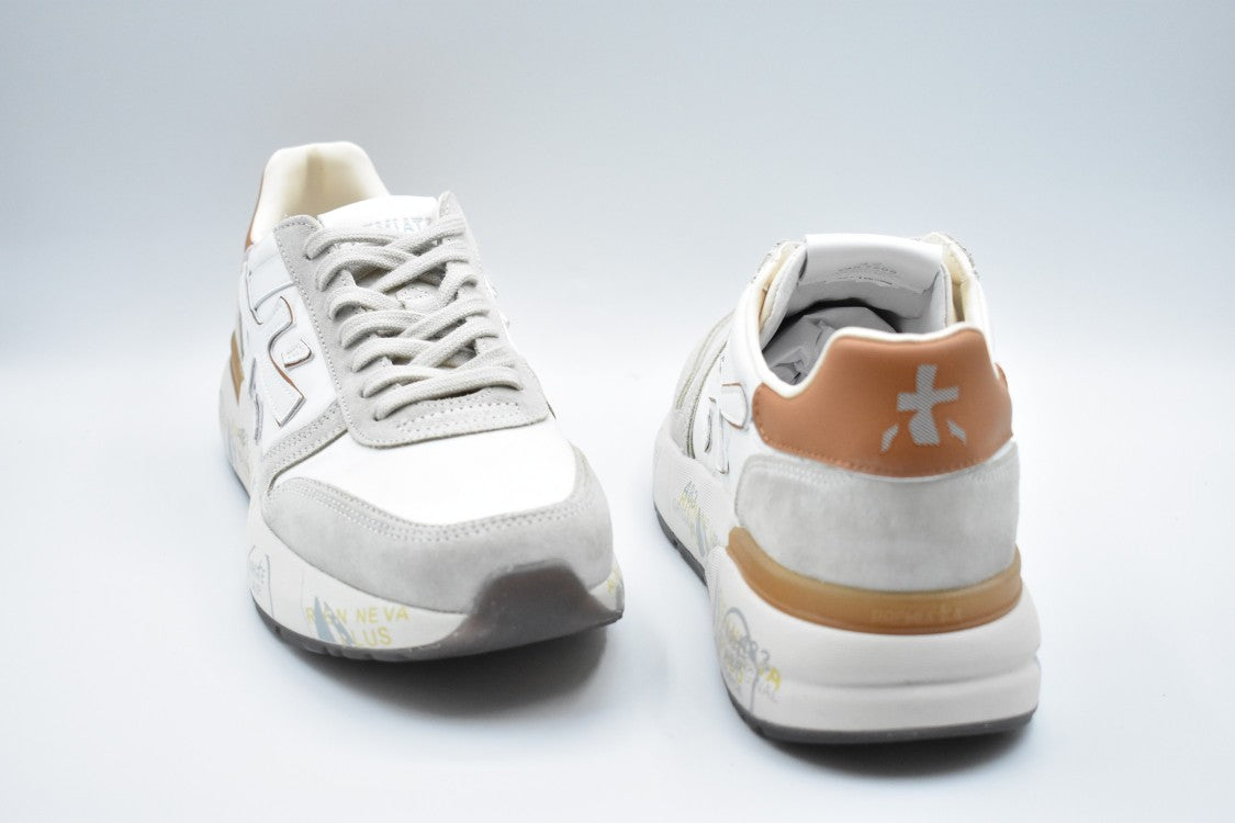Premiata White Low-Top Sneakers With Iconic Logo