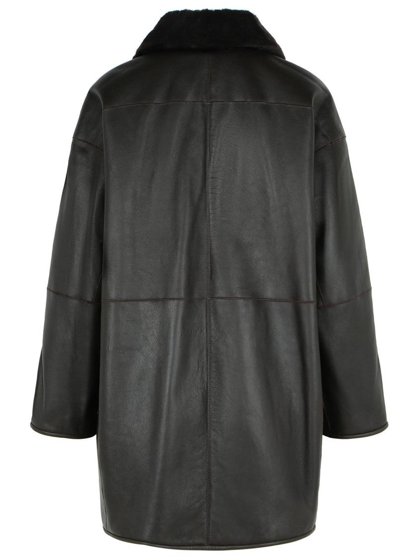 Max Mara Pirenei' Dark Brown Reversible Shirt Jacket