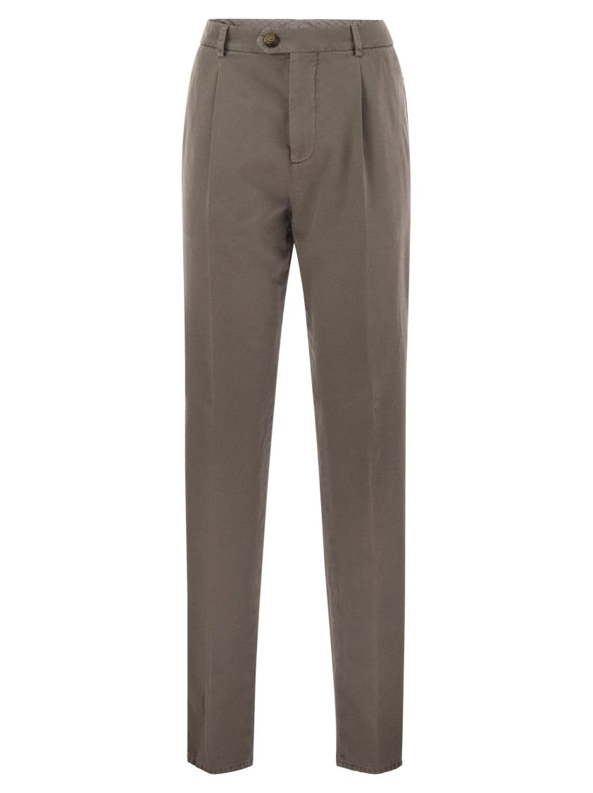 Brunello Cucinelli Leisure Fit Trousers In Garment-Dyed Cotton Velvet