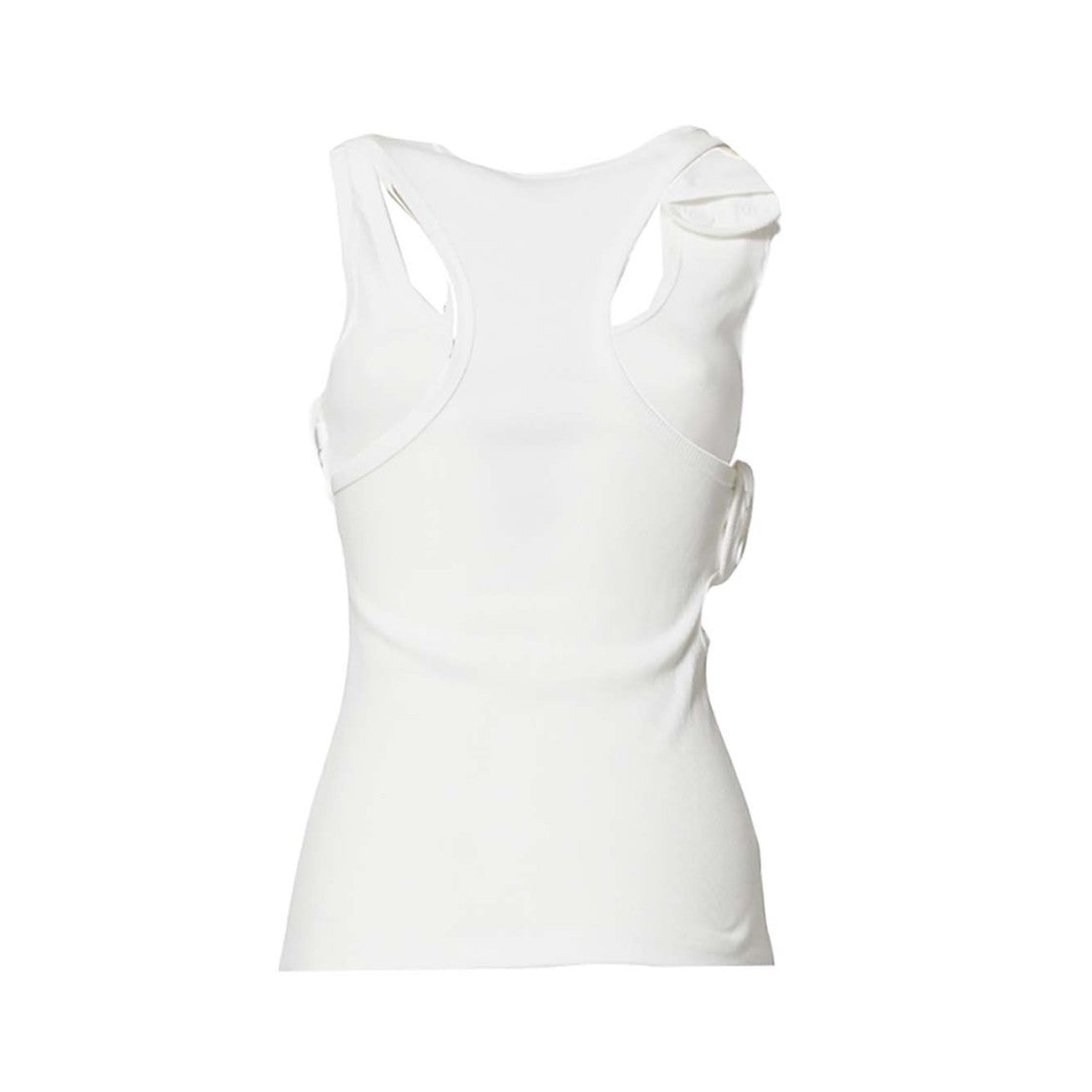 Courrèges White Ribbed 90's Double Buckle Top