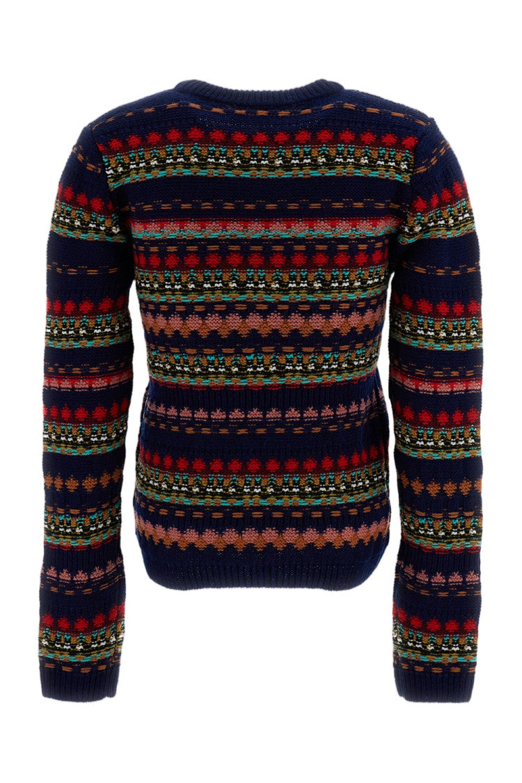 Dries Van Noten Multicolor Jacquard Geometric Wool Sweater