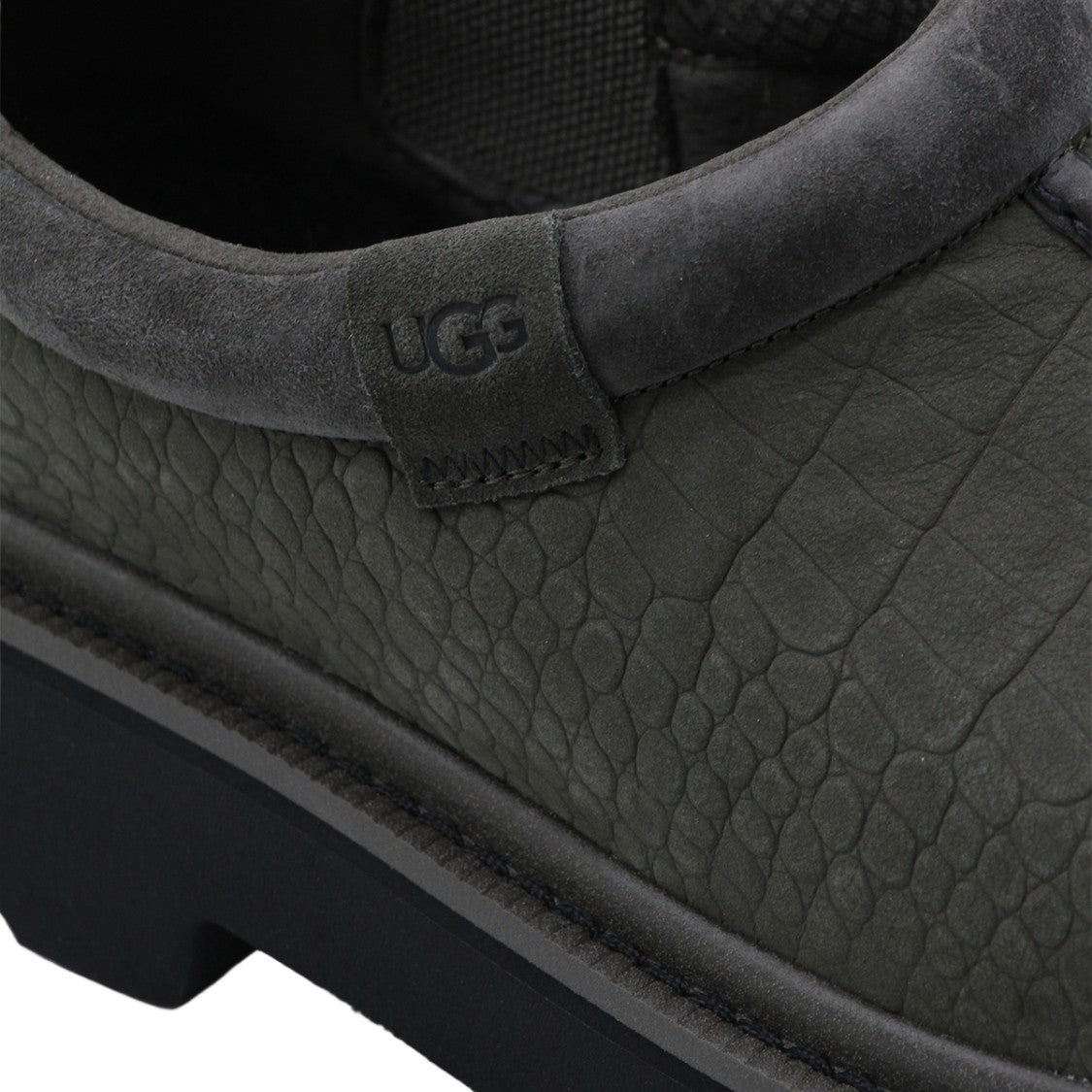 Ugg Textured Upper Grey Boots With Rounded Toe
