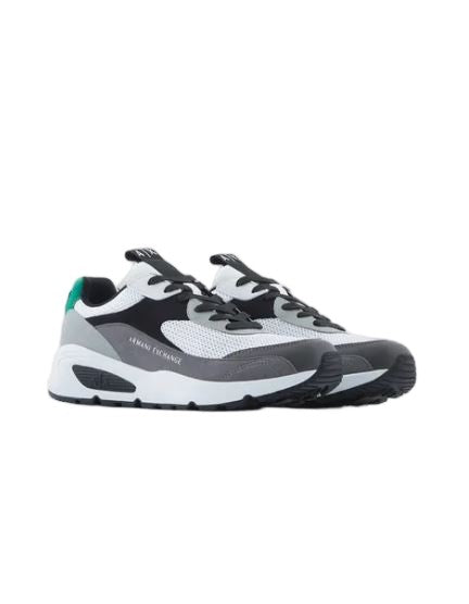 Armani Exchange White Gray Technical Fabric Mesh Sneakers