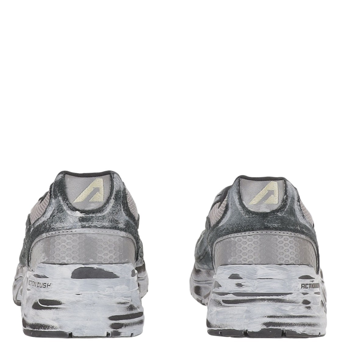 Autry Vintage-Inspired Grey Sneakers With Front Lacing And Logo Detailing