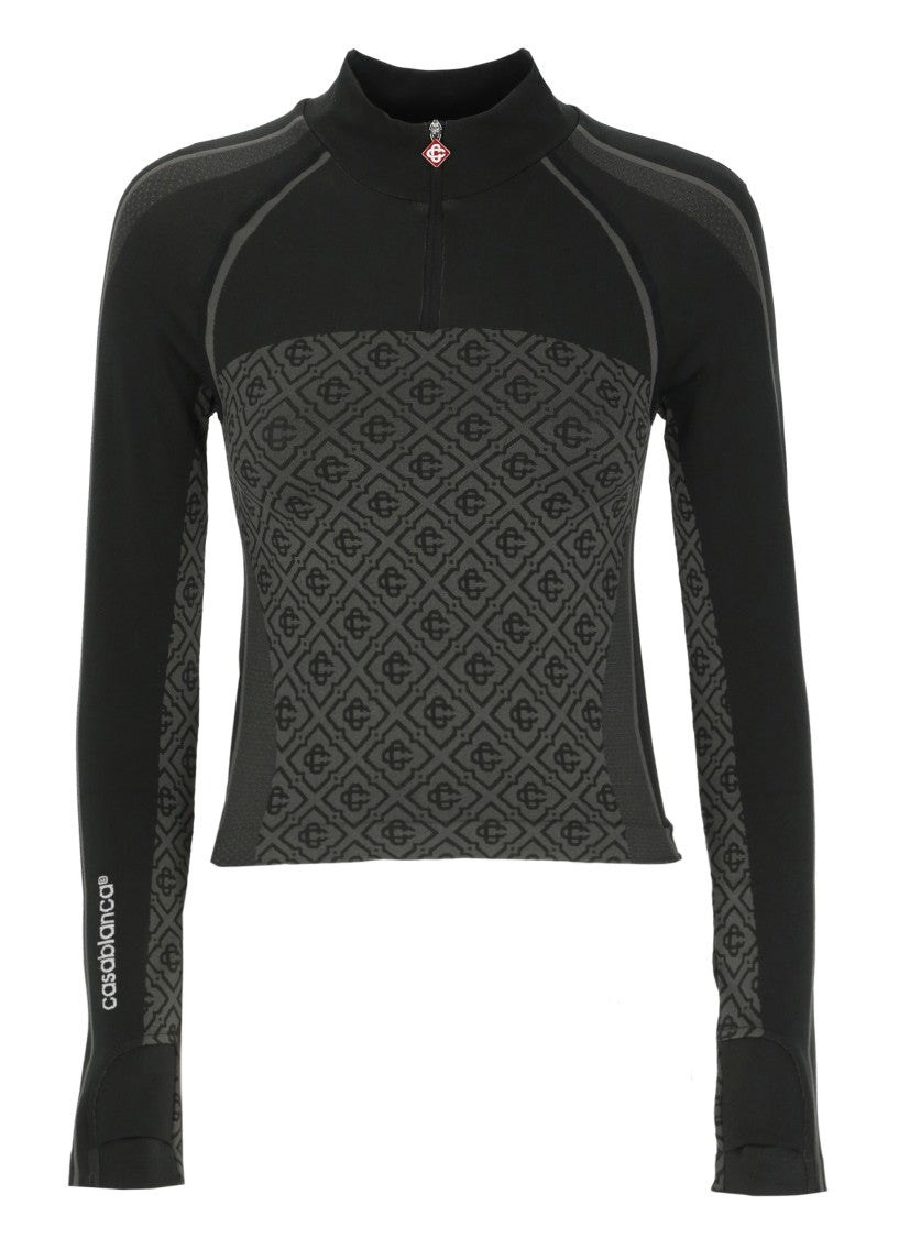 Casablanca Black Seamless Monogram Sweater