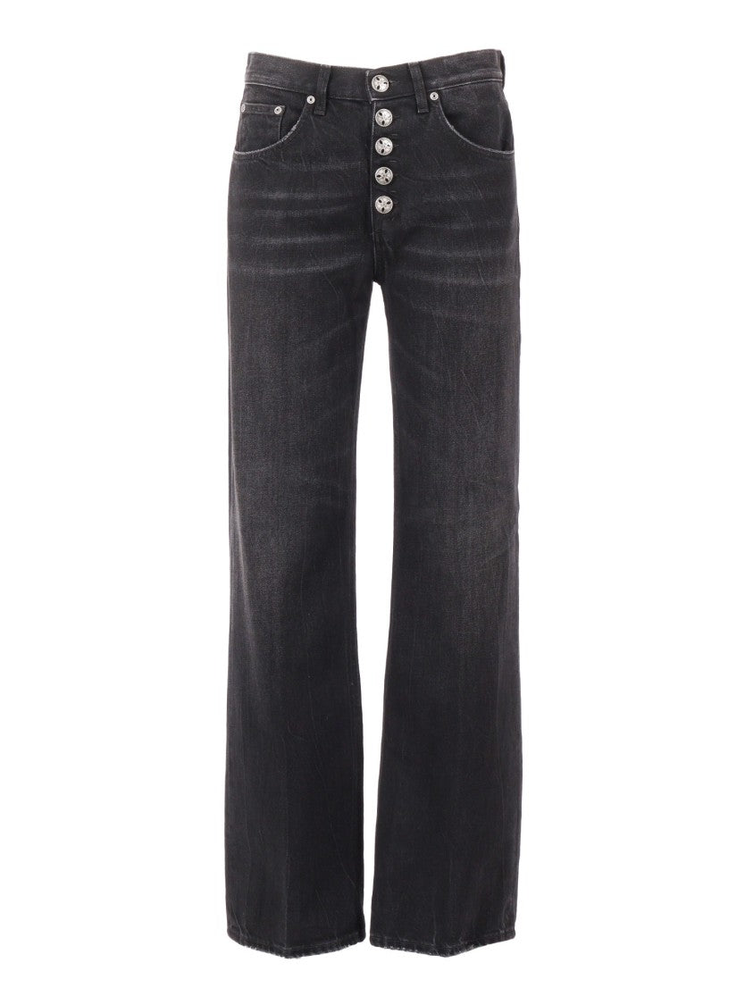 Dondup High-Waisted Wide-Leg Jeans With Decorative Button Fly