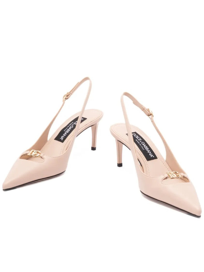 Dolce & Gabbana Pointed-Toe Slingback Heels In Smooth Nappa Leather