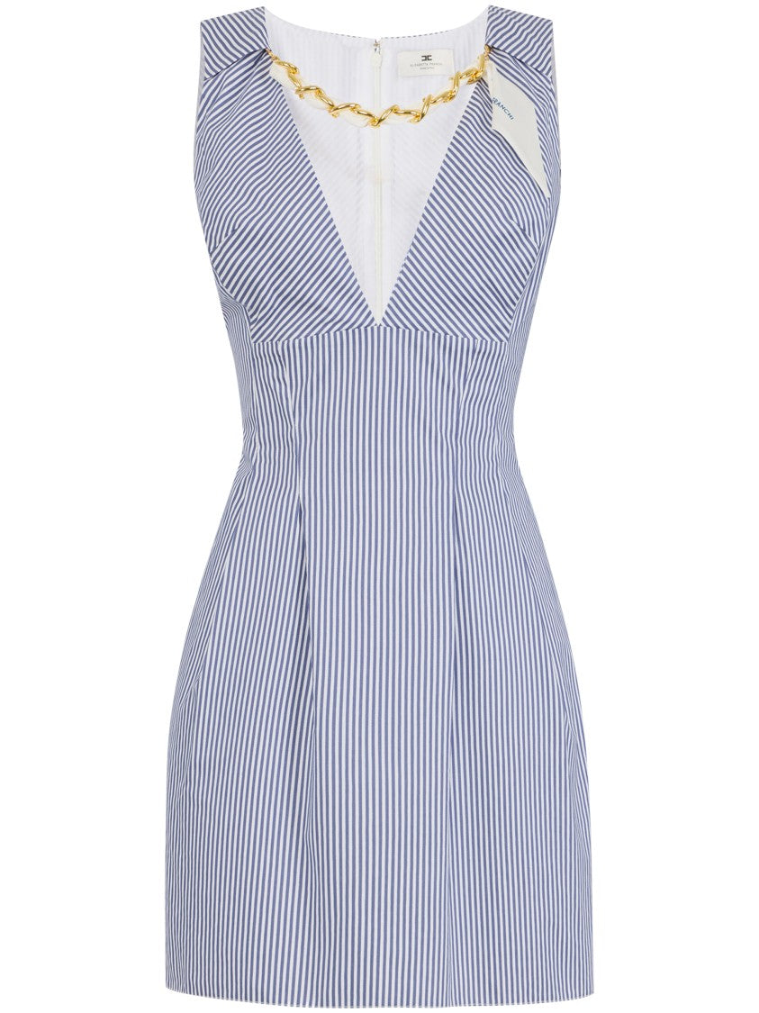 Elisabetta Franchi Sleeveless Deep V-Neck Dress With Pleated Back