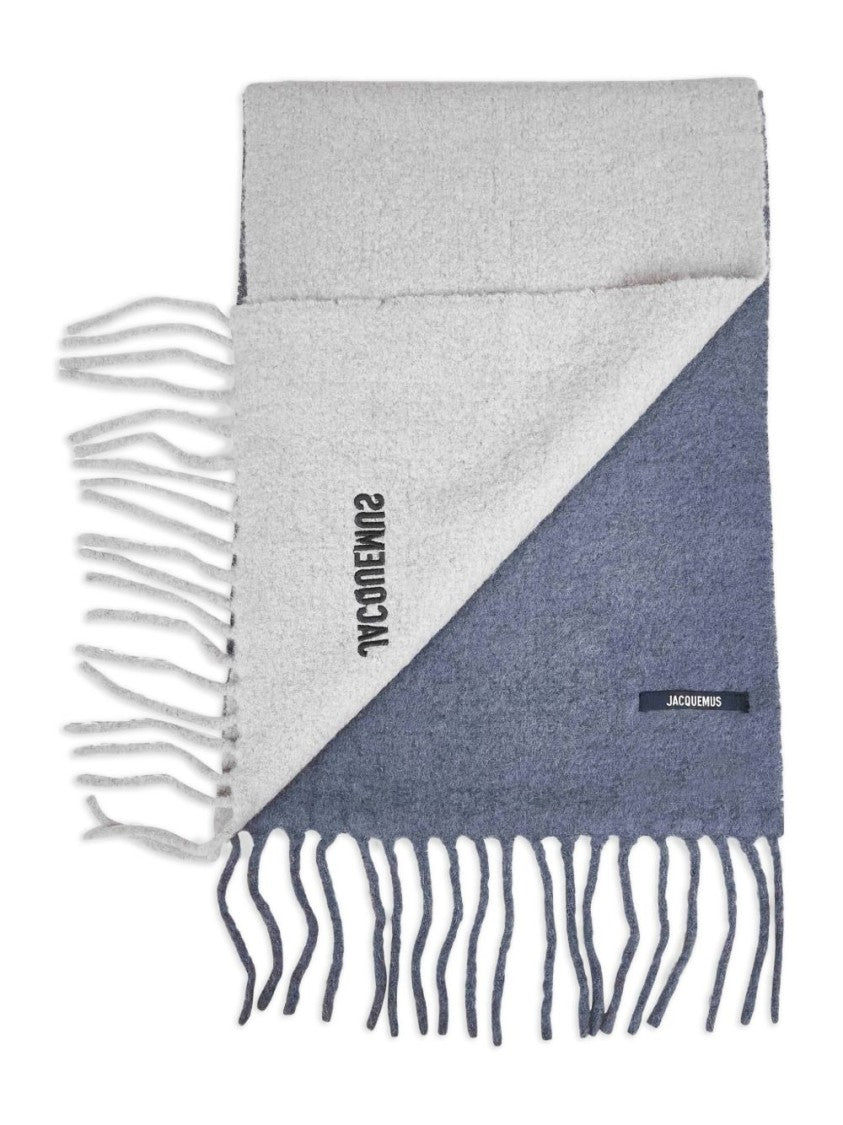 Jacquemus Reversible Silk And Nylon Scarf With Fringed Edges