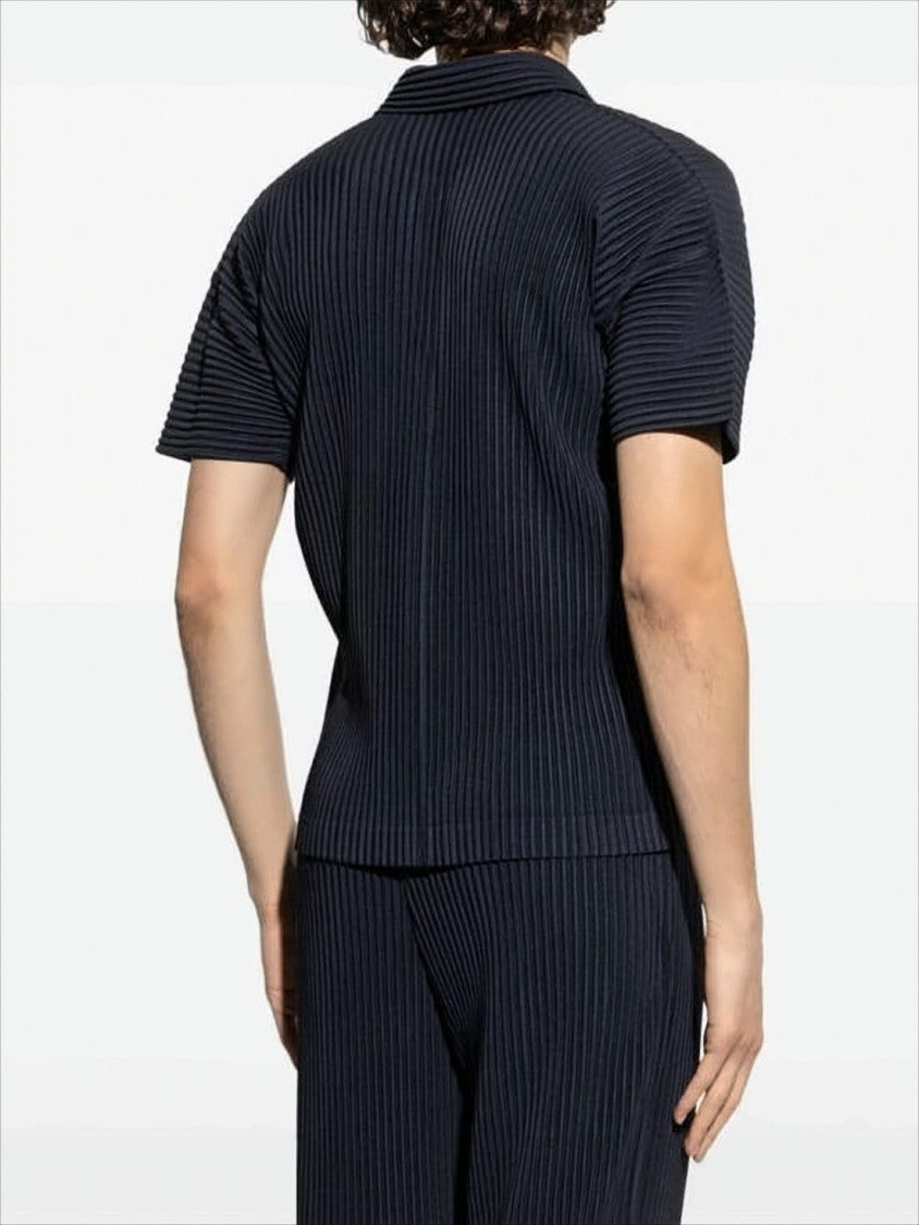 Homme Plissé Issey Miyake Textured Pleated Polo Shirt With Classic Collar
