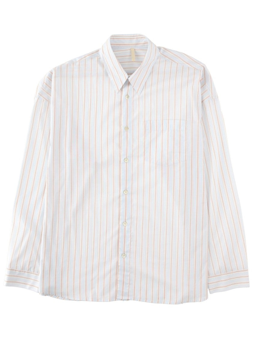 Sunflower Muted Vertical Stripes Cotton-Silk Shirt