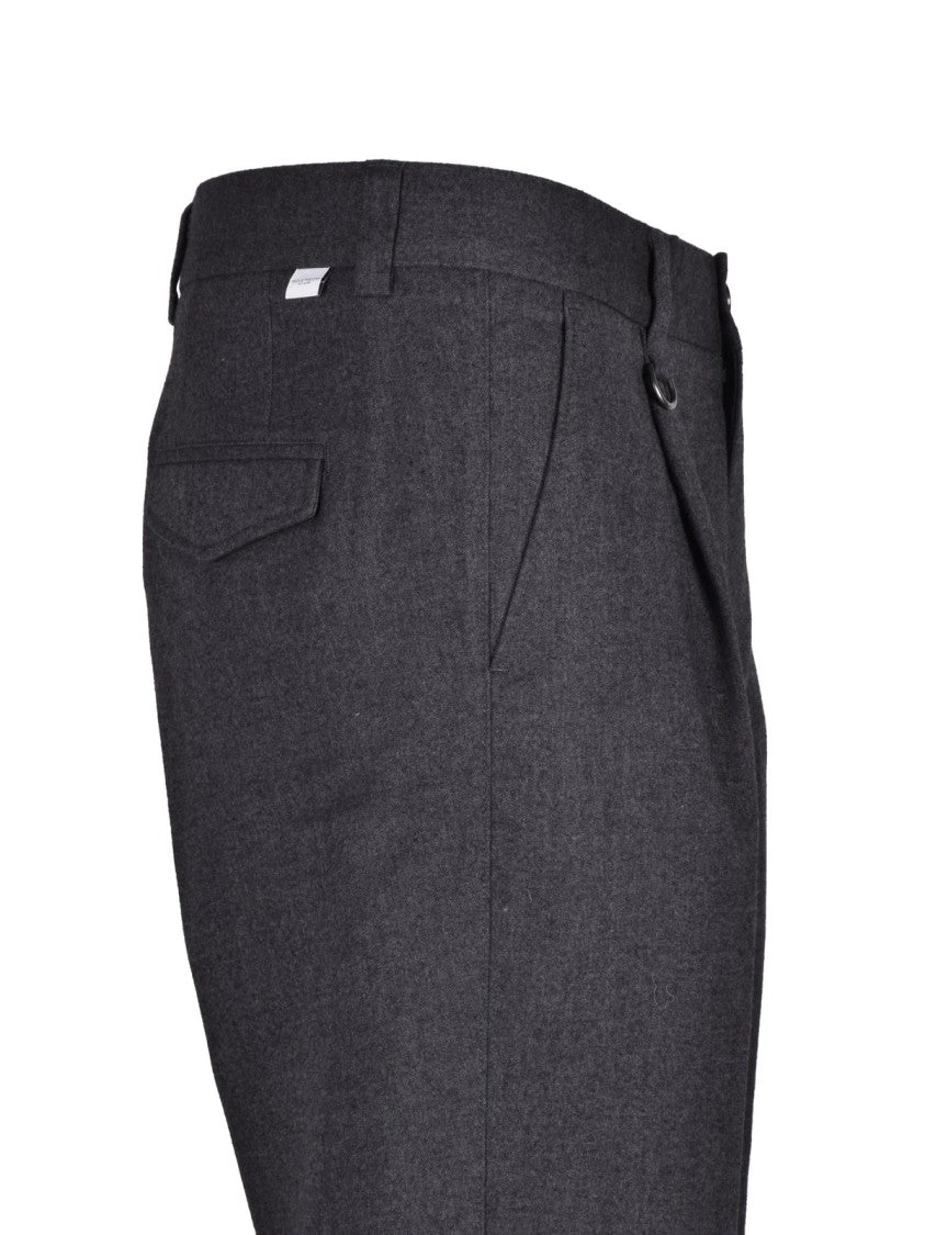 Paolo Pecora Grey Stretch Viscose-Blend Chino Pants