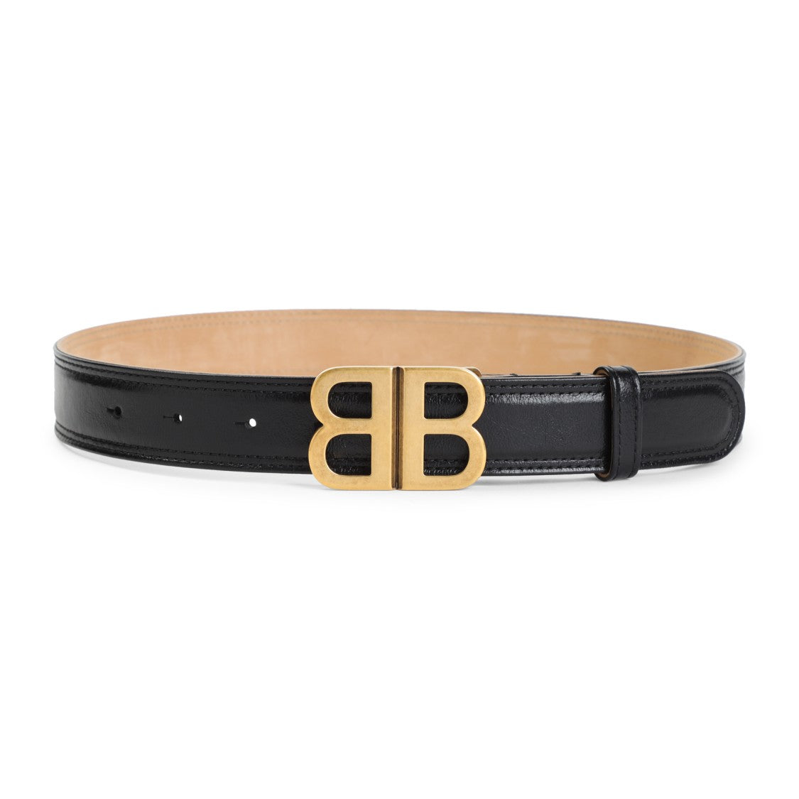 Balenciaga Lamb Leather Belt With Polished Gold Buckle