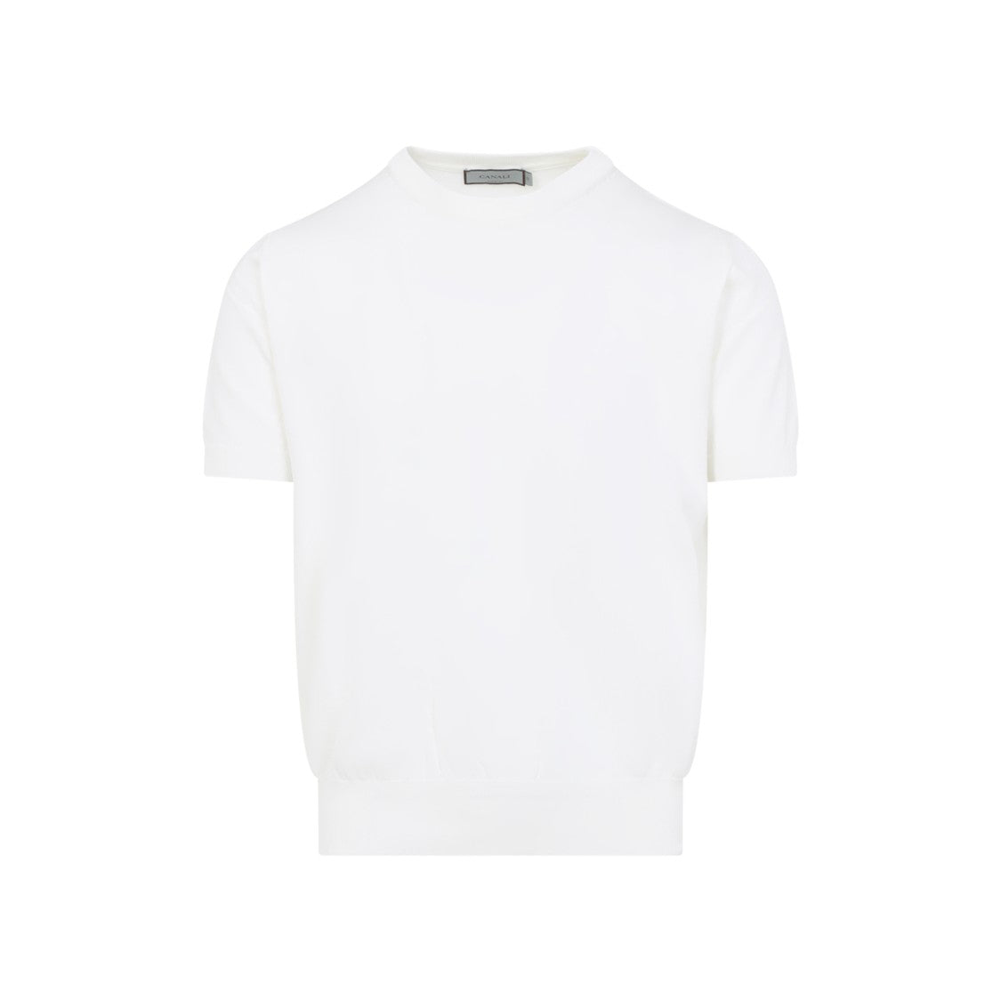 Canali White Cotton Crew Neck T-Shirt