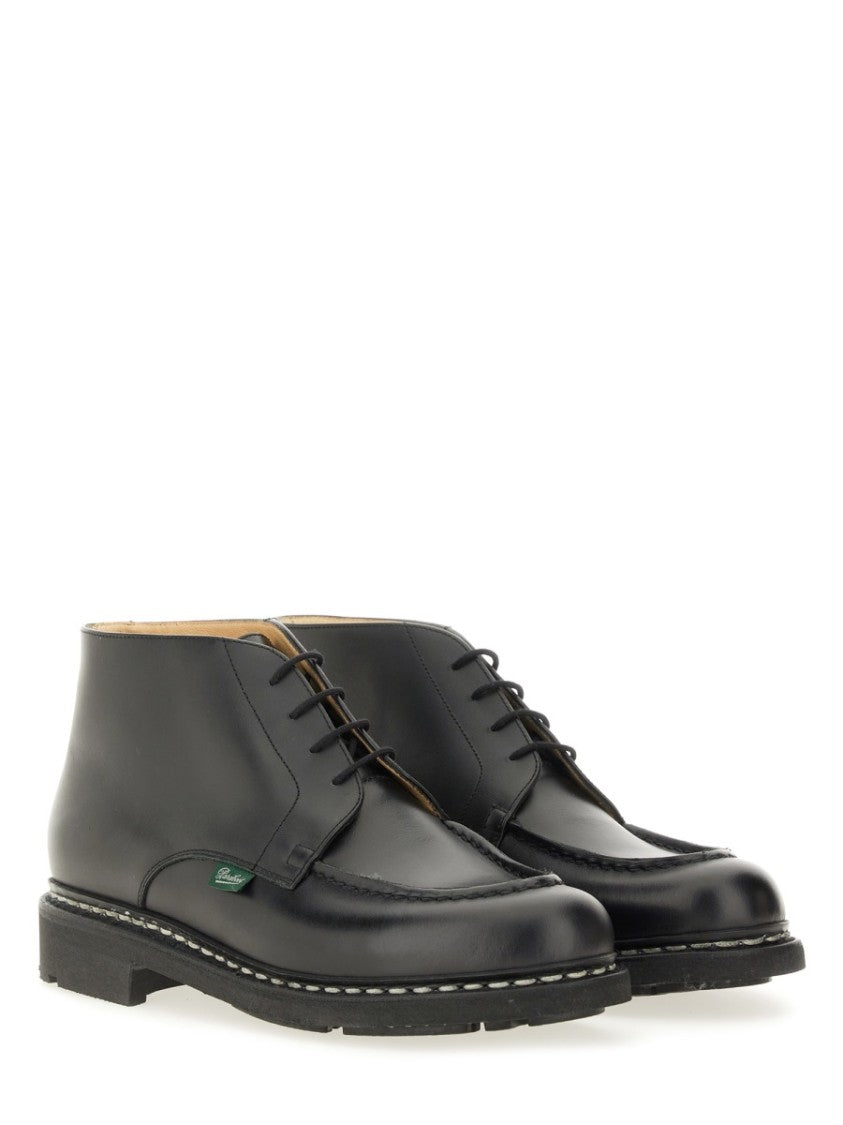 Paraboot Polished Leather Lace-Up Boot With Rounded Toe