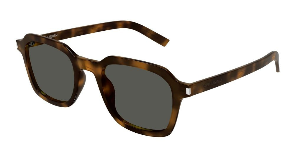 Saint Laurent Havana Slim Frame Geometric Sunglasses